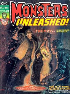 marvel the monster of frankenstein cover Marvel Magazine, Virgil Finlay, Comic Poster, Pulp Magazine, The Time Machine, Horror Monsters, Horror Comics