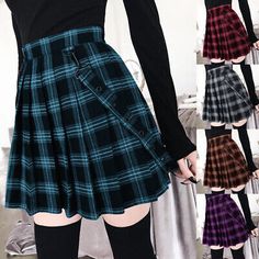 Alternative Fashion Skirts, Punk Belt, Short Skirts Outfits, Skirt Outfits Summer, Gothic Skirt, High Waist Short, Plaid Pleated Skirt, Gothic Clothes, Skirt High Waist