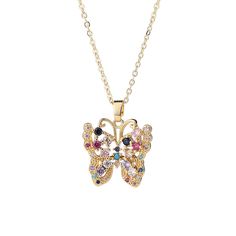 Color: A,B,C,D Fashion Element: Butterfly Style: Niche Multicolor Alloy Necklaces As Gifts, Multicolor Alloy Necklace As A Gift, Multicolor Alloy Jewelry For Gifts, Multicolor Alloy Jewelry As Gift, Elegant Multicolor Alloy Jewelry, Elegant Multicolor Butterfly Necklace As Gift, Elegant Multicolor Butterfly Necklace Gift, Elegant Multicolor Butterfly Necklace As A Gift, Multicolor Pendant Charm Necklace