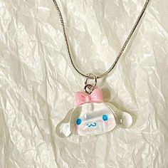 Sanrio Kawaii Necklace Pendant - Juneptune Cute Pink Resin Necklace, Cute Charms Necklaces For Gifts, Cute Charms Necklaces As Gift, Cute Charms Necklace For Gift, Handmade Kawaii Jewelry For Friendship, Kawaii White Jewelry For Gifts, Kawaii Silver Handmade Necklaces, Kawaii Handmade Silver Necklaces, Cute Charm Necklaces For Gifts