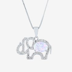 Features: In A Gift Box, Quick ShipJewelry Closure: Spring Ring ClaspSetting: ProngShape: AnimalsStone Cut: OvalStone Millimeter Measurement: 8 Mm Length, 6 Mm WidthMetal Color: WhiteChain Length: 18 InchPendant Length: 15mmPendant Width: 20.8mmChain Construction: BoxCare: Wipe CleanStone Type: 1 Lab Created Opal, 49 Lab Created SapphireAuthenticity: Lab Created StoneBirthstone: October BirthstoneMetal: Sterling SilverNecklace Type: Pendant NecklacesCountry of Origin: Imported Crystal Clavicle Chain Necklaces For Mother's Day, Mother's Day Crystal Clavicle Chain Necklaces, White Round Jewel Necklaces, White Round Jeweled Necklaces, White Jeweled Round Necklace, White Gold Opal Necklace As Gift, White Gold Opal Necklace For Gift, White Jeweled Necklace For Gift, Sterling Silver Necklaces With Jewels For Gifts