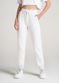 Wearever Slim-Fit High-Waisted Sweatpants. These sweatpants for tall women offer a trendy take on a beloved style with extra-long lengths to fit your frame. Leisure Pants With Ribbed Waistband, Elastic Cuffs Full-length Loungewear Bottoms, Basic Loungewear Pants With Elastic Cuffs, Loungewear Bottoms With Elastic Cuffs, Loungewear Bottoms With Elastic Cuffs Full Length, Full Length Loungewear Bottoms With Elastic Cuffs, Full Length Bottoms With Elastic Cuffs For Loungewear, High-waist Sweatpants With Drawstring, High Waist Solid Color Sweatpants With Drawstring