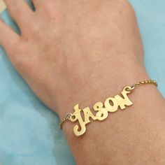 14k Name Bracelet - Solid Gold Bracelet - Custom Jewelry - Men Jewelry - Men Gold Bracelet - Valentines Day Gift - Personalized Gift - Jason . . . . . . . . . . . . . . . . . . . . . . . . . . . . . . . . . . . . . . . . . . . . . . . . . . . . . . . . . . . Looking for a thoughtful gift for your loved one? You will love this high quality 14k Name Bracelet. This is a perfect gift for your girlfriend or wife. This lovely 14k Solid Gold Men Name Bracelet is made to order. Purchase one for your mom Gold Nameplate Bracelet For Birthday, Custom Name Silver Bracelet In 14k Gold, Gold Nameplate Bracelets With Custom Name, Silver 14k Gold Bracelet With Custom Name, Gold Nameplate Charm Bracelet, Personalized Gold Bracelets For Father's Day, Personalized Gold Name Bracelet For Father's Day, Gold Name Bracelet For Father's Day Gift, Custom Name Bracelets In 14k Gold