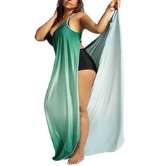 Ombre Plus Size Wrap Cover Up Maxi Dress - Celadon - 3Y27065931 - Original Design-Women's Clothing  #OriginalDesignWomensClothing #Original #DesignWomen's #Clothing Spring Beachwear Swim Dress For Beach Cover-up, Green One-piece Swim Dress For Summer, Bohemian Sleeveless Cover-up For Swimming, Breezy Maxi Dress For Summer Beach Parties, Strapless Dresses For Summer Beach Parties, Summer Strapless Dress For Beach Cover-up, Beachwear Style Maxi Length Beach Dress For Summer Parties, Maxi Length Beach Dress For Summer Parties, Beachwear Maxi Beach Dress For Summer Parties