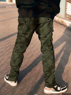 Russoo - Mens Spring/Summer Outdoor Cargo Pants: Casual, Breathable, Decorative Pocket Design with Drawstring Urban Cargo Pants For Summer Outdoor Activities, Urban Style Summer Cargo Pants For Outdoor Activities, Summer Outdoor Cargo Pants, Straight Leg Parachute Pants For Summer Outdoor, Urban Style Khaki Pants For Summer, Summer Outdoor Parachute Pants Straight Leg, Summer Outdoor Straight Leg Parachute Pants, Summer Trousers For Outdoor Wear, Outdoor Summer Trousers