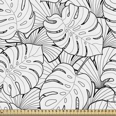 black and white tropical leaves background