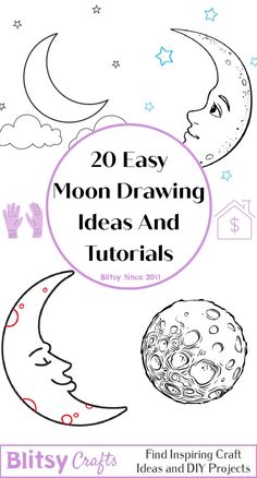 the moon drawing is easy and fun for kids to learn how to draw with their hands