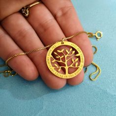 Personalized Engraved Jewelry, Sunshine Necklace, Christian Necklace, Gold Tree, Celestial Necklace, Chakra Necklace, Family Necklace, Tree Necklace, Tree Of Life Necklace