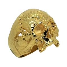 Heavy 14k Yellow Solid Gold. 22-25 grams of 14K gold. 17-19 Grams of 10K gold. Solid 14K Gold Skull Ring with unique design. When you wear it, it will completely dominate your finger and is a solid presence on your hand. The skull jewelry are at the top of the heap when it comes to loyalty and fighting prowess. This unique gold skull ring is totally handmade by Uniqable Jewelrs. Available in rose, yellow or white gold-Polished Finish Gold Skull Jewelry Collectible, Gold Skull Jewelry For Collectors, Gold Skull Collectible Jewelry, Gold Skull Ring Collectible, Gold Skull Shaped Collectible Ring, Gold Engraved Skull Ring For Anniversary, Mori Jewelry, Memento Mori Jewelry, Sterling Silver Skull Rings