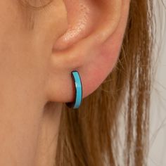 Turquoise Dainty Earrings, Turquoise Onyx Earrings, Everyday Hoops Earrings, Turquoise Huggie Earrings, Small Huggie Hoop, Onyx Hoop Earring - Etsy Turquoise Hoop Earrings As A Gift, Hypoallergenic Turquoise Hoop Earrings As Gift, Minimalist Blue Small Hoop Jewelry, Turquoise Hypoallergenic Hoop Earrings As Gift, Modern Blue Hoop Earrings As Gift, Blue Minimalist Pierced Jewelry, Modern Turquoise Hypoallergenic Jewelry, Blue Small Hoop Jewelry, Blue Minimalist Small Hoop Jewelry