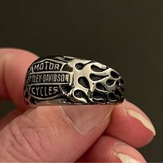 Men’s Flames Skull Biker Ring Ready To Ship Sz 12. Stainless Steel New Unworn. Slight Overstamp On The Name Logo. Also With This I Am Offering A Womens Wings Flames Logo Bracelet Stainless Steel. Biker Clothes, Biker Rings Mens, Silver Mens Ring, Clothes Wishlist, Biker Jewelry, Biker Outfit, Mens Rings, Biker Rings, Sterling Silver Mens Rings