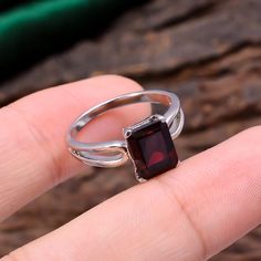 WELCOME TO ARTNGEM IIndian Gemstone Ring,Ring Size 7,Natural Red Garnet Gemstone 2.9 Gram Radiant Shape Ring ,92.5 Silver Delicate Ring,TOP Garnet January Gift Gemstone : Garnet Stone Shape : Radiant Stone size :9x7 MM Ring Weight :- 2.9 Gram Ring Size : 7 US 92.5 Sterling Silver Ring Quantity : Buyer Will Get Received One Ring BEST QUALITY AT LOW PRICE. = = = = = = = = = = = = = = = = = = = = = = = = = = = = = = = PLEASE ADD THIS IN YOUR CART FOR FAST SHIPPING WITH OTHER ITEMS. https://www.etsy Rectangular Gemstone Crystal Ring Gift, Rectangular Crystal Gemstone Ring For Gift, Crystal Ring With Rectangular Gemstone For Gift, Silver Emerald Ring With Rectangular Stone For Gift, Silver Emerald-cut Emerald Ring As Gift, Emerald Cut Garnet Rings For Gift, Emerald Cut Garnet Rings As Gift, Garnet Stone Setting Rings As Gift, Art Ring