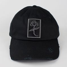 Beat the heat in our Black Thorn distressed black cap. Back strap is adjustable to fit everyone with silver hardware slider. Front and back embroidery is subtle with charcoal thread and goes perfect with any look. Thank you for supporting our brand! 100% COTTON ONE SIZE OPENING 19.5"-25.5" Black Distressed Dad Hat, Black Distressed Dad Hat Baseball Cap, Distressed Black Dad Hat Baseball Cap, Distressed Black Dad Cap, Adjustable Distressed Black Dad Hat, Black Distressed Hat With Curved Visor, Black Distressed Dad Hat One Size, Distressed Black Dad Hat, Washed Black Adjustable Hat With Curved Bill