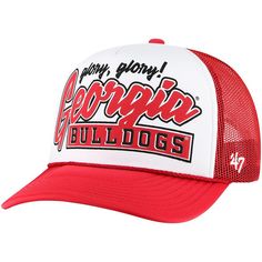 Stay shaded in Georgia Bulldogs style with this Article Foam Front Trucker hat from '47. It features unique team graphics across the front and a snap closure design for an adjustable fit. The mesh panels complete this classic trucker, perfect for adding Georgia Bulldogs spirit to any outfit.Stay shaded in Georgia Bulldogs style with this Article Foam Front Trucker hat from '47. It features unique team graphics across the front and a snap closure design for an adjustable fit. The mesh panels comp Georgia Bulldogs Hat, Devils Den, Youth Logo, Closure Design, Hat Ideas, Plush Throw Blankets, Quilted Coverlet, Georgia Bulldogs, 47 Brand