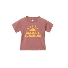 Mama's Sunshine Tee 100% Cotton Basic Pink Slogan Top, Cotton Graphic Print Short Sleeve Tops, Graphic Print Cotton Tops With Short Sleeves, Cotton T-shirt With Name Print For Spring, Spring Letter Print Short Sleeve T-shirt, Summer Basic Shirt With Graphic Print, Soft-washed Cotton T-shirt For Summer, Cute Cotton T-shirt With Name Print, Pink Summer Tops With Name Print