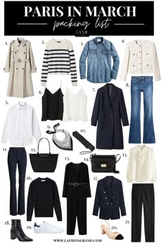 Paris In March - What To Pack | LaVieOnGrand European Work Fashion, Paris Night Life Outfit, Paris In March Packing List, Paris 2023 Fashion, What To Pack For Paris In March, Cute Outfits For Women Over 50, Outfits For Paris In March, What To Wear In Paris In March, Paris Outfits March