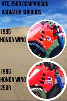 an advertisement for a red lawn mower with two pictures of the parts labeled below