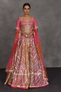 Buy stunning pink heavy gota lace work designer lehenga online in USA with dupatta. Flaunt your Indian style on festive occasions in stunning designer lehengas, Anarkali suit, sharara suits, designer gowns, designer sarees, embroidered sarees from Pure Elegance India fashion store in USA. -full view Suit Sharara, Lehenga With Dupatta, Sharara Suits, Designer Lehengas, Lehenga Online, Fashion Journals, Designer Lehenga, Traditional Fabric, Anarkali Suit