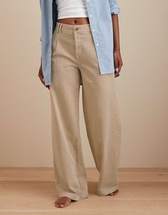 Versatile Mid-rise Bottoms For Workwear, Wide Leg Cotton Workwear Bottoms, Relaxed Fit High Waist Pants For Elevated Casual Occasions, High Waist Relaxed Fit Pants For Elevated Casual, Wide Leg Cotton Bottoms For Work, Spring Casual Chinos For Work, Casual Spring Workwear Chinos, Spring Casual Workwear Chinos, High Rise Workwear Bottoms For Spring