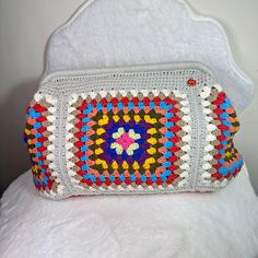 Beautiful crochet handbag, colourful Multicolor Handheld Pouch For Daily Use, Multicolor Crochet Satchel Bag For Vacation, Multicolor Crochet Satchel For Vacation, Multicolor Handheld Travel Pouch, Multicolor Handheld Crochet Bag For Daily Use, Trendy Multicolor Handheld Crochet Bag, Multicolor Tote Pouch For Travel, Multicolor Rectangular Clutch For Travel, Multicolor Handheld Clutch For Everyday Use