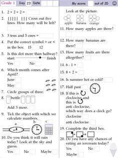 the worksheet for grade 1 math practice with answers and examples to help students learn how