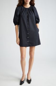 STAUD Vincent Stretch Cotton Mini Shirtdress | Nordstrom Oversized Cotton Shirt Dress With Button Cuffs, Cotton Shirt Dress With Rolled Sleeves For Daywear, Casual Cotton Puff Sleeve Dress For Fall, Spring Shirt Dress With Button Cuffs And Relaxed Fit, Chic Puff Sleeve Dress With Button Closure For Work, Relaxed Fit Cotton Shirt Dress With Button Cuffs, Staud Cotton Dress For Daywear, Casual Long Sleeve Cotton Puff Sleeve Dress, Cotton Puff Sleeve Long Sleeve Dress For Daywear