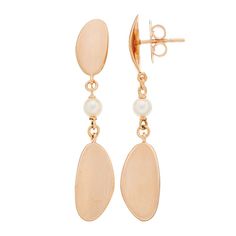 Made with Akoya cultured pearls, these 18k rose gold-over-silver drop earrings add a touch of sophistication to your ensembles. Made with Akoya cultured pearls, these 18k rose gold-over-silver drop earrings add a touch of sophistication to your ensembles. Length: 45 mm Backings: post Metal: sterling silver Plating: 18k rose gold Finish: satin Packaging: boxedCULTURED PEARL DETAILS Type: Akoya Size: 4.50 mm Shape: near round Color: white Gemstones may have been treated to enhance their appearance Elegant Polished Linear Earrings As Gift, Elegant Linear Drop Earrings With Polished Finish, Elegant Linear Earrings With Polished Finish As Gift, Elegant Linear Earrings With Polished Finish For Gift, Fine Jewelry Rose Gold Pearl Drop Earrings, Rose Gold Pearl Drop Earrings Fine Jewelry, Luxury Rose Gold Drop Pearl Earrings, Luxury Rose Gold Pearl Drop Earrings, Elegant Oval Rose Gold Earrings