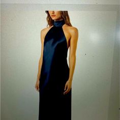 Michelle Mason Navy Gown Halter Neck Low Back Black Tie Halter Dress Formal, Navy Halter Dress, Navy Gown, Dress Halter Neck, Michelle Mason, Navy Blue Dress, Dress Halter, Navy Blue Dresses, Low Back