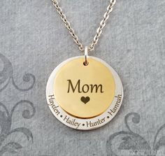 Mom Necklace Kids Necklace STAINLESS STEEL Kids Names Necklace Mother's Day Necklace Personalized Jewelry Engraved Necklace Stacked Circles This listing is for an engraved Mom necklace personalized with your choice of names. Just send us the details in a note during checkout. You can have just the fronts engraved (as shown) OR you can pay to have either one or two backside engravings on the discs by using the drop-down menu. See the secondary photos for charm scale and font options. Want somethi Mother's Day Adjustable Metal Charm Necklaces, Adjustable Metal Charm Necklaces For Mother's Day, Adjustable Stainless Steel Necklace For Mother's Day, Customizable Metal Necklaces For Mother's Day, Mother's Day Metal Jewelry Gift For Mom, Customizable Metal Jewelry For Mother's Day, Metal Charm Necklace For Mother's Day Anniversary, Metal Charm Necklaces For Mother's Day Anniversary, Metal Necklace For Mother's Day Anniversary