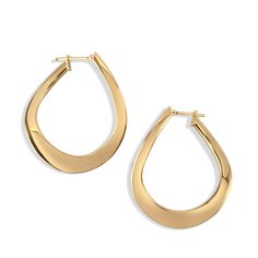 PRODUCT DETAILS Statement earring alert! These sculptural 18k solid gold hoops are a beautiful modern piece. Wear them unapologetically and often. 18k Solid Gold - nothing else Hoop Diameter: 34*40mm Hoop Width: 6.5mm Average Weight: 5.2g Made in Italy Contemporary Yellow Gold Hoop Earrings For Formal Occasions, Modern Yellow Gold Hoop Jewelry, Modern 14k Gold Tarnish Resistant Hoop Earrings, Modern 14k Gold Hoop Earrings For Formal Occasions, Contemporary Small Hoop Earrings For Formal Occasions, Contemporary Small Hoop Earrings For Formal Events, Luxury Teardrop Pierced Hoop Earrings, Modern Shiny Hoop Earrings, Modern Small Hoop Earrings In 14k Gold