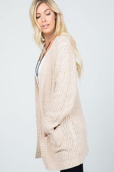 Audrie Loose Knit Classic Open Front Cardigan - Jolie Vaughan | Online Clothing Store in Baton Rouge, LA Sweater Square, Office At Home, Quick Outfits, Loose Knit, Cool Weather, Open Front Cardigan, Acrylic Colors, Front Open, Cardigan Sweater