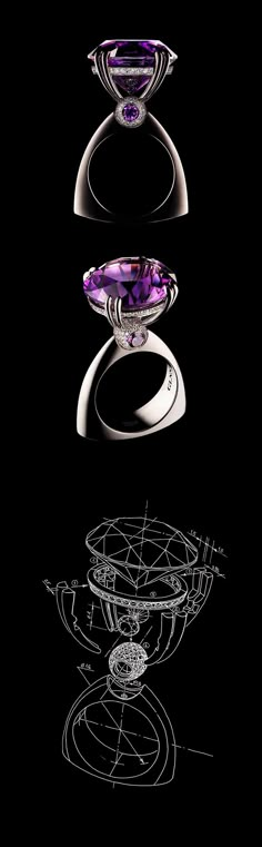 VLAD GLYNIN jewellery - Ring "The Eye of Providence", 2014. White gold, amethyst, diamonds. / Кольцо "Всевидящее", 2014 г. Белое золото, аметист, бриллианты. / Anello "Della Provvidenza", 2014. Oro bianco, ametista, diamanti. Cabochon Rings, Sketch Eyes, The Eye Of Providence, Eye Of Providence, Jewelry Rendering, Draw Eyes, Jewellery Design Sketches, Windows To The Soul, Jewelry Illustration