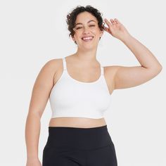 Why we're ALL IN: Get the right support as you practice yoga or exercise by wearing this seamless cami medium-support sports bra. The soft and stretchy fabric make this midline bra comfortable to wear, while the pull-on style allow easy on and off. Plus, you'll enjoy customized coverage with the removable cups and adjustable straps. All in Motion™: Made for every move, priced for every day. Supportive Sports Bra With Built-in Bra, Supportive Seamless Nursing Bra, Medium Support Seamless Nursing Bra, Supportive Seamless Bra, White Seamless Sports Bra With Medium Support, White Medium Support Seamless Sports Bra, Seamless Supportive Bra, Compressive Supportive Nursing Bra Seamless, Compressive Seamless Nursing Bra