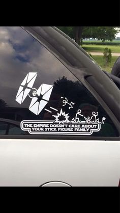 a sticker on the side of a car that says, the empire doesn't care about your sticky house family