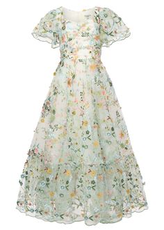 Forever Dress Spring Dress With Fitted Bodice And Flutter Sleeves, Garden Party Dresses With Floral Embroidery And Flutter Sleeves, Spring Wedding Dress With Flutter Sleeves, Love Is In Full Bloom, Exquisite Gowns, Mom Wedding, Ruched Bodice, Wedding Event Planning, Clothing Design