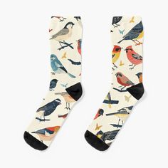 Super soft all-over printed knit socks with extra cushioning in the sole. Suitable for men and women. Bird Squad Pattern White White Bird, White Socks, Pattern White, Designer Socks, White Sock, Casual Socks, Socks For Sale, Knit Socks, Knitting Socks