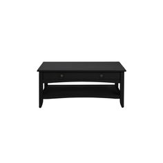 a black coffee table with two drawers on each side and one drawer at the top