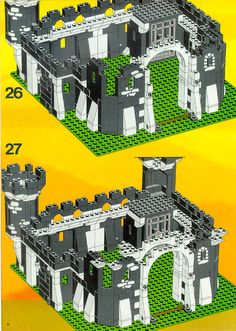 the instructions for how to build a castle with legos in it, including an entrance and