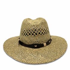 Shape: Panama Hat, Indiana StyleMaterial: SeagrassSize: Small, Medium, Large & XLBrim: 3.25”Color: GreenDetail: "Band" (Toquilla)Hat Care: Always handle your hat by the top. Do not place hat with brim on the surface, it will cause it to flatten the brim. Always Brim turned up.To dust off, use a soft brush.To remove stains, wipe with a cloth, then let it dry naturally with the brim turned up.Steam it to shape if necessary.Misshapen flat brim straw hats can be shaped carefully with a lukewarm Woven Sun Hat With Short Brim For Rodeo, Adjustable Gold Panama Hat With Flat Brim, Gold Brimmed Straw Hat, Straw Visor Sun Hat For Kentucky Derby, Country Style Straw Hat With Woven Detail, Country Style Straw Fedora Hat, Gold Fedora With Curved Brim For Beach, Gold Wide-brim Straw Hat For Kentucky Derby, Gold Curved Brim Fedora For Beach