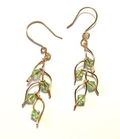 Cascading Leaves Dangle Earrings- More variations too..visit link to see! - Etsy Wire Leaf Earrings, Wire Wrapping Ideas, Wire Earrings Diy, Diy Wire Jewelry Tutorials, Leave Earrings, Diy Dangle Earrings, Wire Leaves, Handmade Wire Earrings, Diy Earrings Dangle