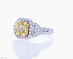 Designer Luxury Hallmarked Diamond Ring, Fancy Yellow Diamond Ring, Yellow Diamond Ring, Gia Certificate, Yellow Diamond Rings, Fancy Yellow Diamond, Yellow Diamond, Half Moon, Wedding Bands