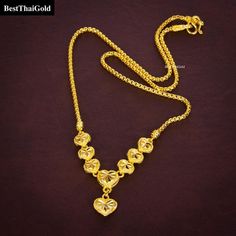 Gold-plated Necklaces For Birthday, Gold Chain Necklace For Festivals, Traditional Gold Necklaces For Mother's Day, Traditional Gold Necklace For Mother's Day, Traditional Gold Heart Necklace, Gold Chain Necklace For Anniversary And Mother's Day, Gold Jewelry Box, Thailand Jewelry, Thai Jewelry