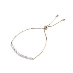 A delicate bracelet made from brass with a line of fresh water pears across the top of the wrist. The bracelet can be adjusted for fit.  Easily worn alone or layered with your other favorite bracelets. We love ours for its versatility. Delicate Adjustable Pearl Chain Bracelets, Delicate Pearl Bracelet With Chain, Delicate Adjustable Pearl Chain Bracelet, Dainty Rose Gold Pearl Chain Bracelet, Luxury Delicate Pearl Chain Bracelet, String Of Pearls, Fresh Water Pearls, Water Pearls, Body Products