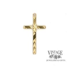 Vintage 9k gold cross pendant 14k Gold Engraved Cross Pendant Charm, 14k Gold Engraved Cross Pendant, Engraved 14k Gold Cross Pendant, Engraved Yellow Gold Crucifix Jewelry, Antique Yellow Gold Crucifix Jewelry, Formal 14k Gold Cross Jewelry And Charms, Hallmarked Yellow Gold Cross Pendant, Yellow Gold Hallmarked Cross Pendant, Formal Engraved Crucifix Jewelry