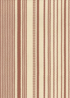 an orange and white striped upholstered fabric with small dots on the bottom half of it