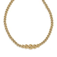 This magnificent women's necklace features entwined circular links fashioned of 14K yellow gold. The 17.5-inch necklace secures in place with a lobster clasp. Elegant Wheat Chain Necklace For Anniversary, Formal Round Chain Necklace With Spring Ring Clasp, Formal Round Wheat Chain Necklace, Formal Wheat Chain Necklace, Elegant Round Rope Chain Necklace, Elegant Rope Chain Necklaces, Elegant Wheat Chain Necklace, 14k Gold Wheat Chain Necklace, Elegant Rope Chain Necklace For Anniversary