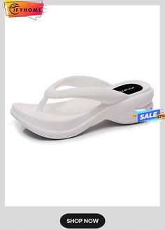 Women's Comfy Eva Beach Flip-flops Comfortable Jelly Sandals For Beach Vacation, Beach Wedge Sandals In Eva For Beach Season, Beach Season Wedge Sandals In Eva, White Eva Platform Slippers For Vacation, Beach-eva Wedge Sandals, Beach Season Eva Wedge Sandals, White Slip-on Jelly Sandals For Beach, Summer Synthetic Flip Flops For Pool, Lightweight Toe Post Flip Flops For The Beach