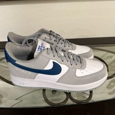 Gray Blue And White Nike Air Force 1 Air Force 1 Blue And White, Nike Air Force 1 Colors, Air Force Azul, Men Air Force 1, Nike Air Force 1 Men, Nike Shoes Men, Nike Shox Turbo, Gray Nike Shoes, White Nike Air Force 1