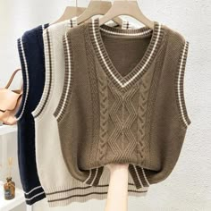 Women V-Neck Knitted Vest Tank Sleeveless Sweater Jumper Pullover Waistcoat Wollen Vest Outfits, Cool Sweater Vest, Vest Set Outfit, Cute Sweaters For Women, Sleeveless Sweater Vest Outfit, Knitted Sweaters Outfit, Crochet Sleeveless Sweater, Sweater Vests For Women, Knitted Clothes For Women