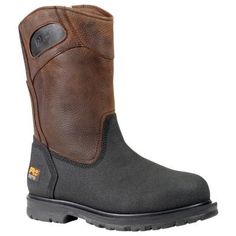 Featuring our unique grip pull-on feature for ease of entry, our durable PowerWelt steel-toe Wellingtons also have a steel shank for protection and structural support, and rugged outsoles for superior traction at the job site. | Timberland Men's PowerWelt Pull On Steel Toe Work Boot Rancher Brown Oiled Full-Grain/Ever-Guard Leather in Rancher Brown Oiled Full-Grain/Ever-Guard™ Leather, Size Medium Timberland Chelsea Boots, Timberland Pro Boots, Pull On Work Boots, Leather Work Boots, Timberland Pro, Steel Toe Boots, Steel Toe Work Boots, Wellington Boot, Timberlands